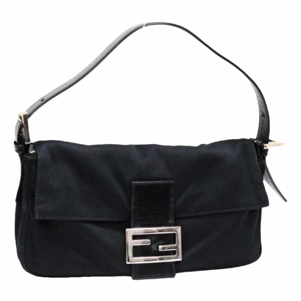 FENDI Vintage Black Neoprene Baguette Shoulder Bag / Mamma Bucket